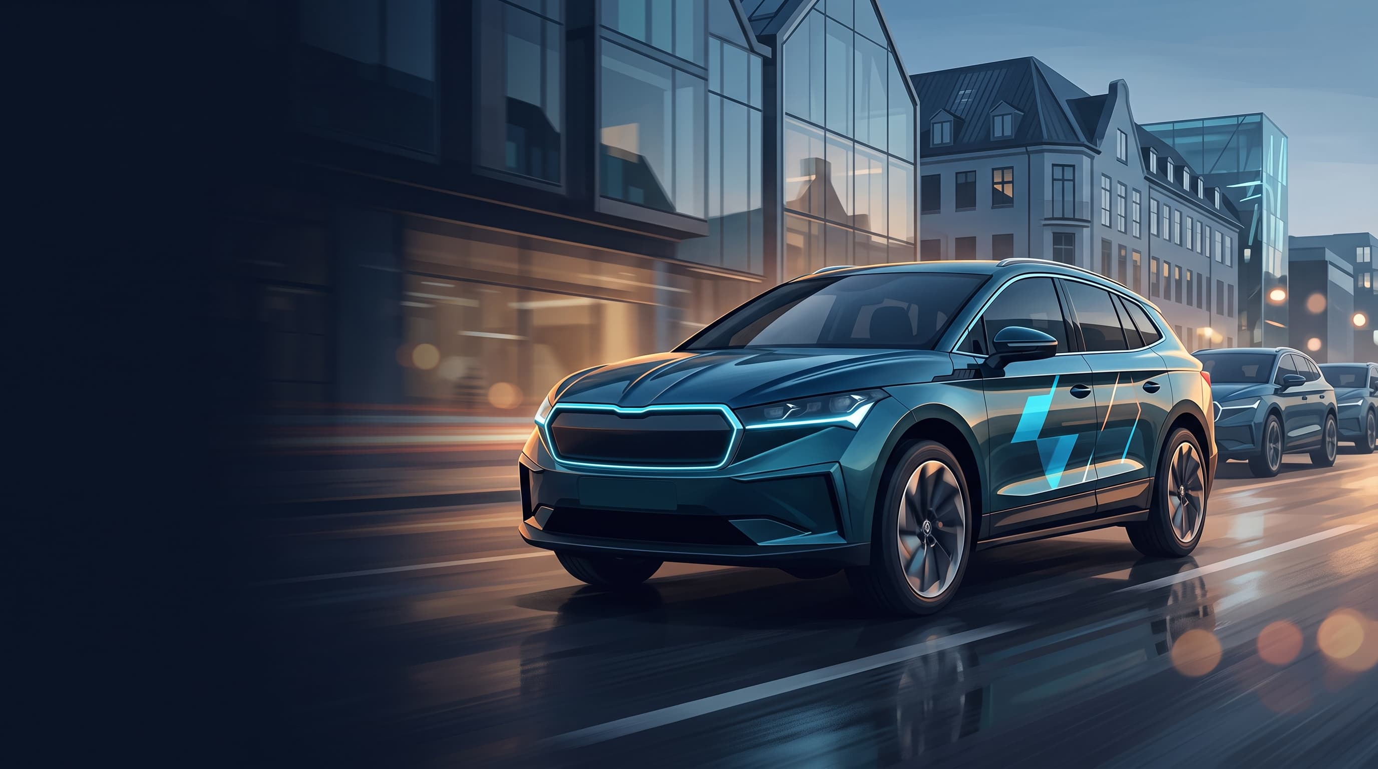 AI-generated editorial illustration for Green SM Expands All-Electric VinFast Taxi Fleet to Europe with Copenhagen Launch
