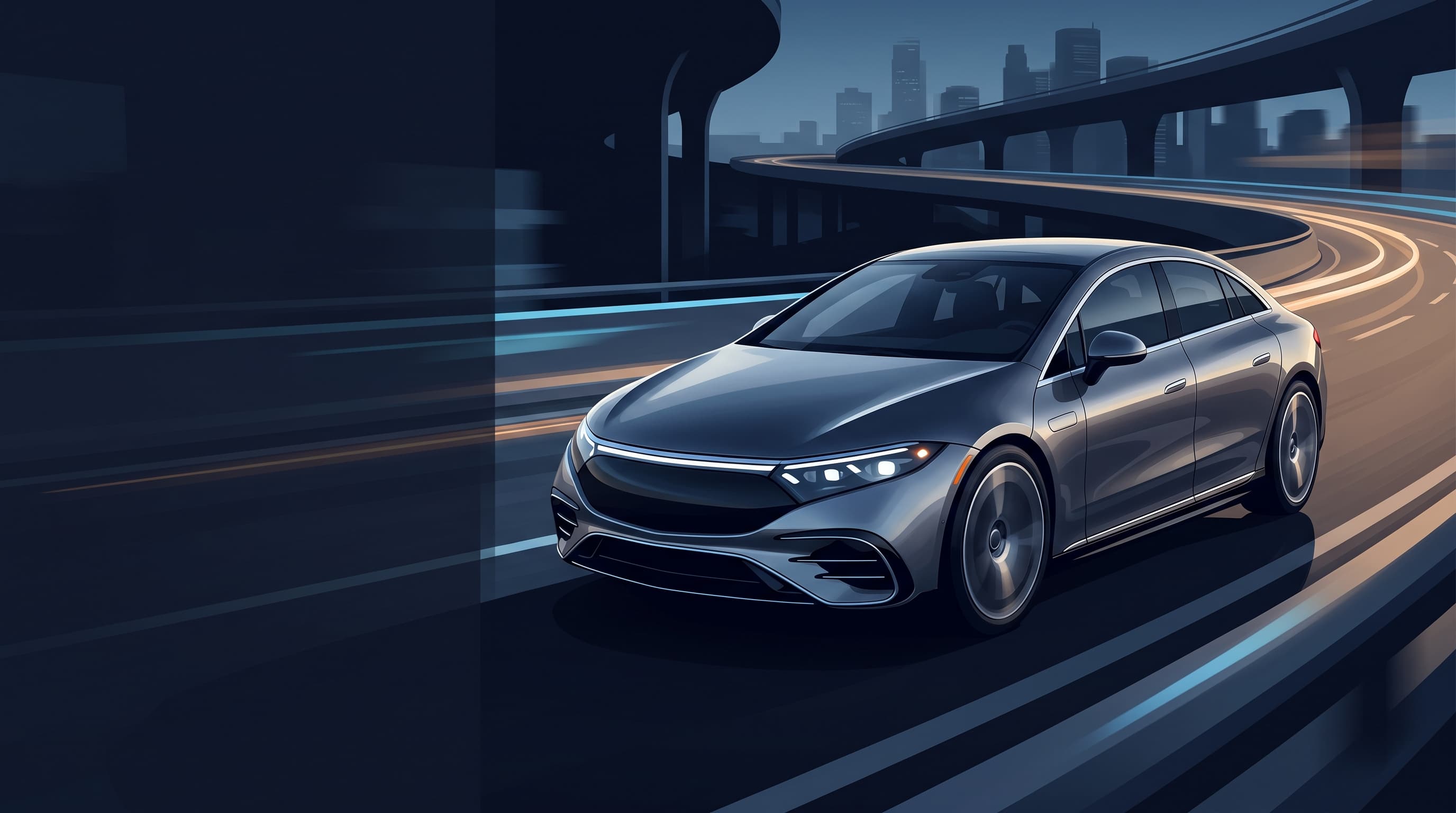 AI-generated editorial illustration of a Tesla-inspired vehicle for Tesla Reaches 10 Millionth Vehicle Milestone Amid Stalled EV Growth