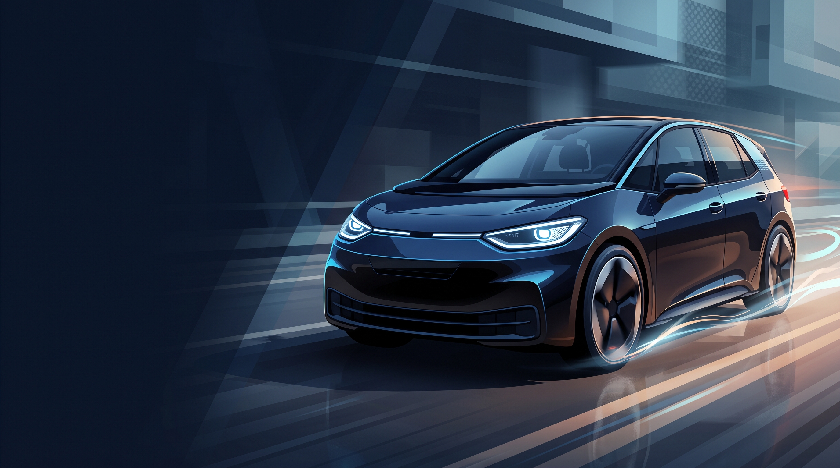 AI-generated editorial illustration of a Volkswagen-inspired vehicle for Volkswagen's Electric Urban Car Family Surpasses Expectations with 70,000 Orders