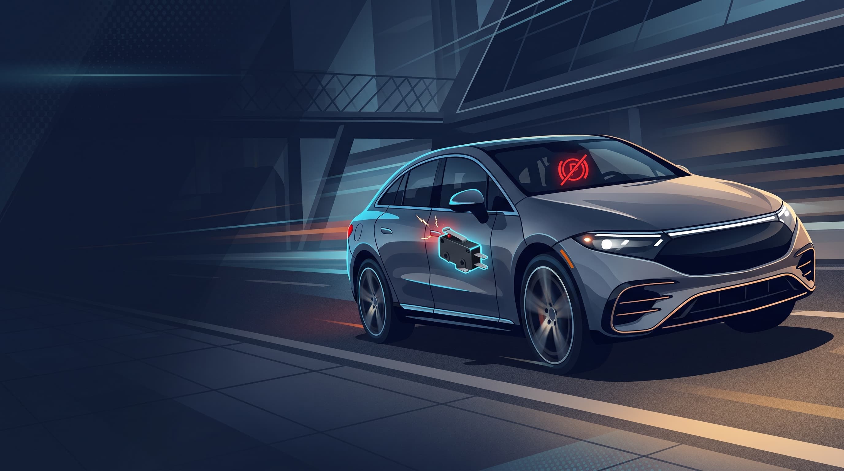 AI-generated editorial illustration of a Mercedes-Benz-inspired vehicle for Mercedes-Benz Recalls Over 310,000 Vehicles Due to Rollaway Risk