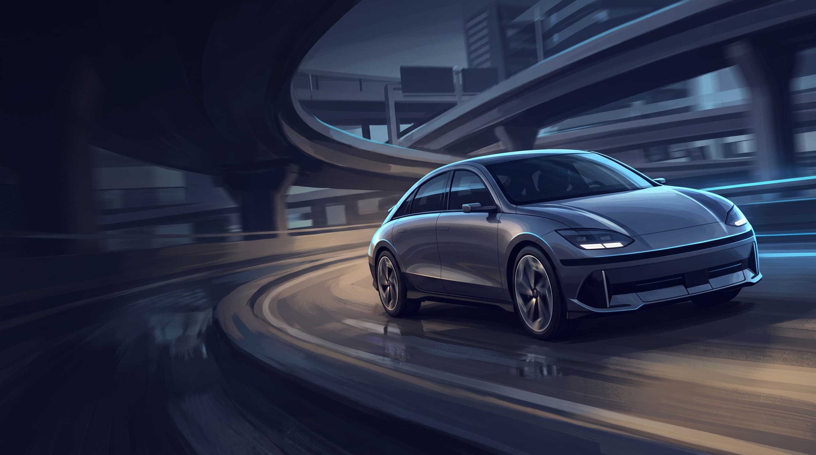 AI-generated editorial illustration of a Hyundai-inspired vehicle for 2027 Hyundai Ioniq 6 N: Electric Performance Sedan Joins the N Brand