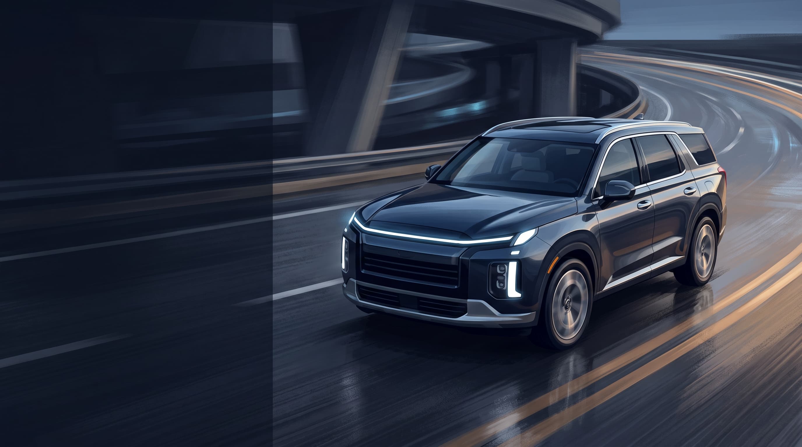 AI-generated editorial illustration of a Hyundai-inspired vehicle for Why the Three-Row Hyundai Ioniq 9 Might Be Hyundai's Best EV Yet