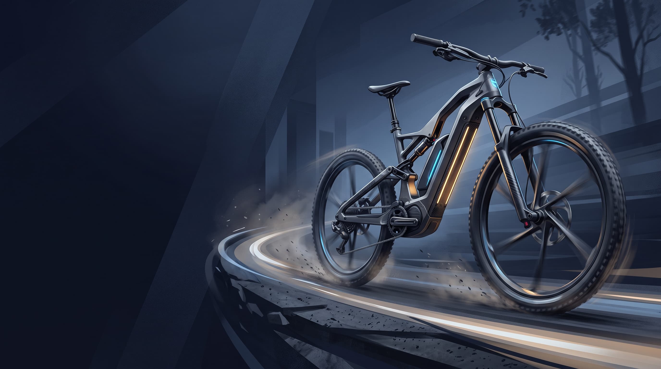 AI-generated editorial illustration for Specialized Launches 41.4-Pound S-Works Turbo Levo R Ultralight LTD E-MTB