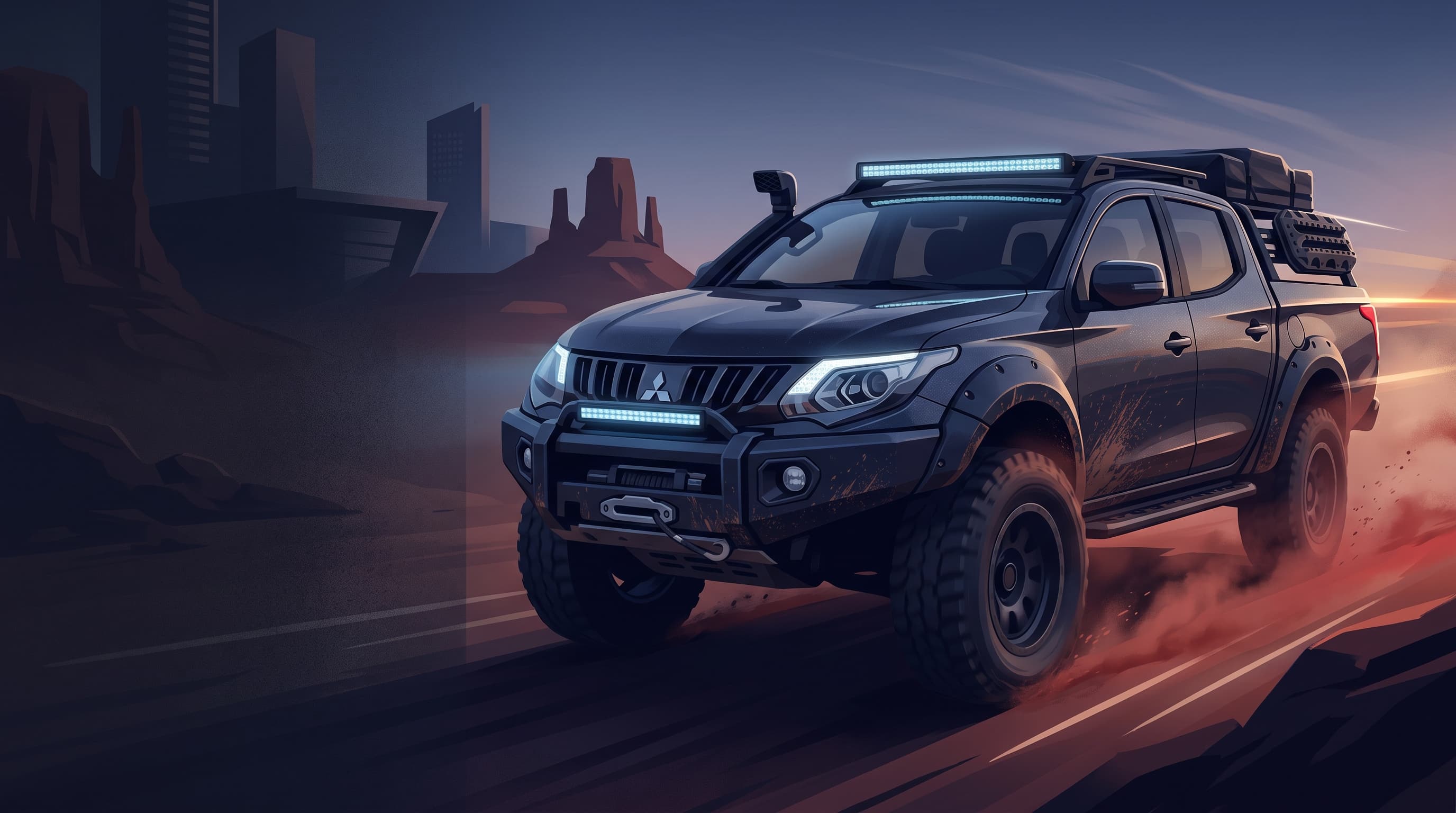 AI-generated editorial illustration for Mitsubishi Teams Up with BF///MS for a Tougher Triton Pickup in Brazil