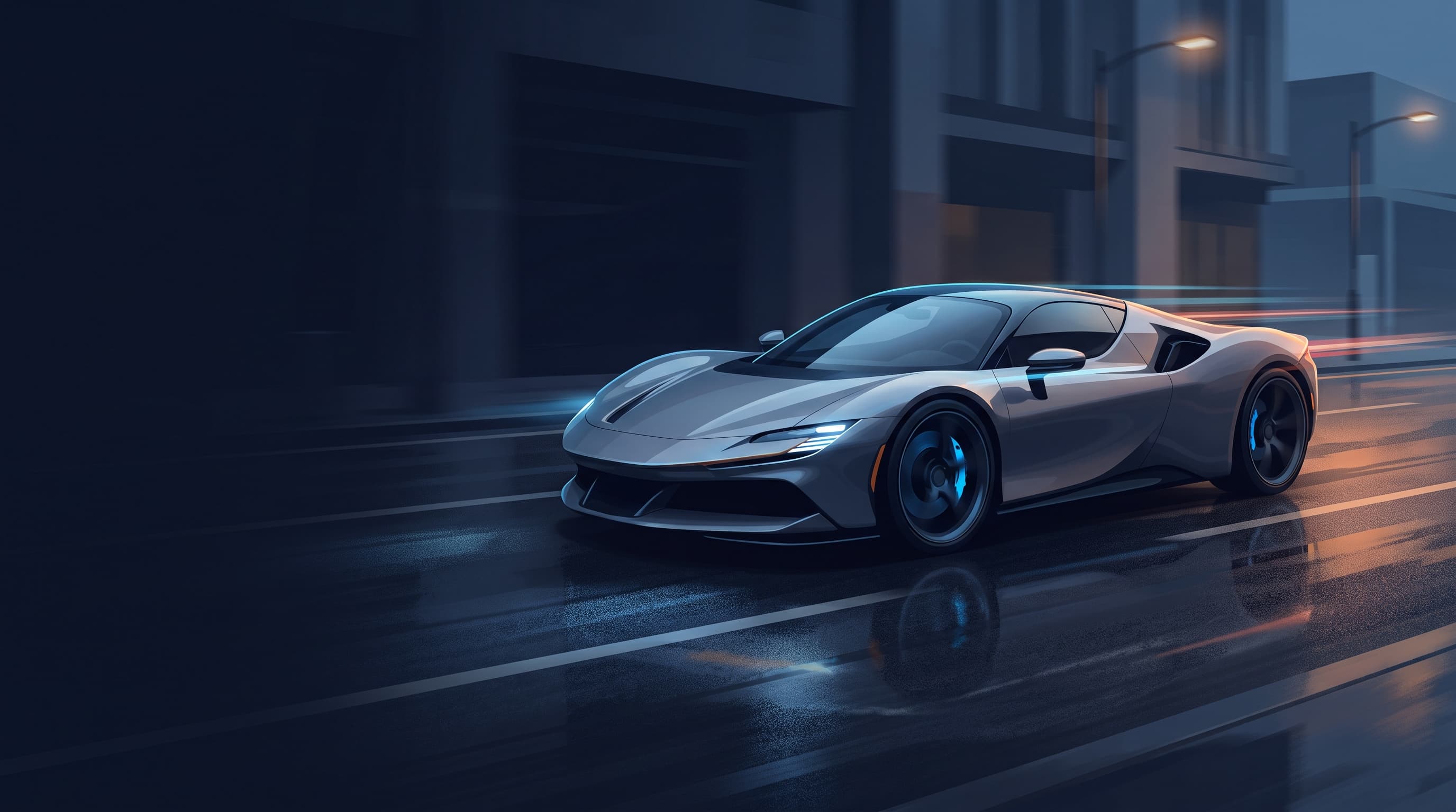 AI-generated editorial illustration of a Ferrari-inspired vehicle for InsideEVs Plugged-In Podcast Highlights Ferrari Luce EV, Rivian R2 Range Tests, and Waymo Safety Research